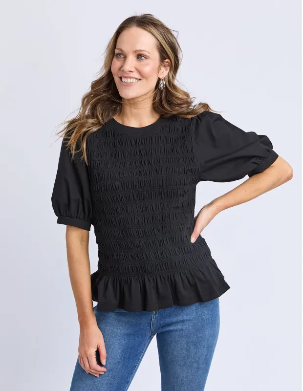 Abby Shirred Top Black sold by Elm Lifestyle