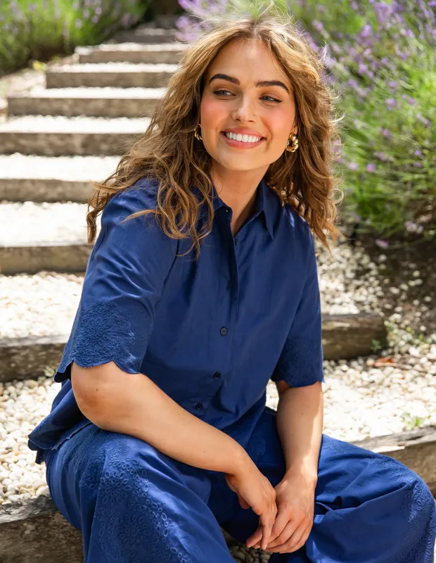 Odette Broderie Shirt Blu Depth Yrdage Prt sold by Elm Lifestyle