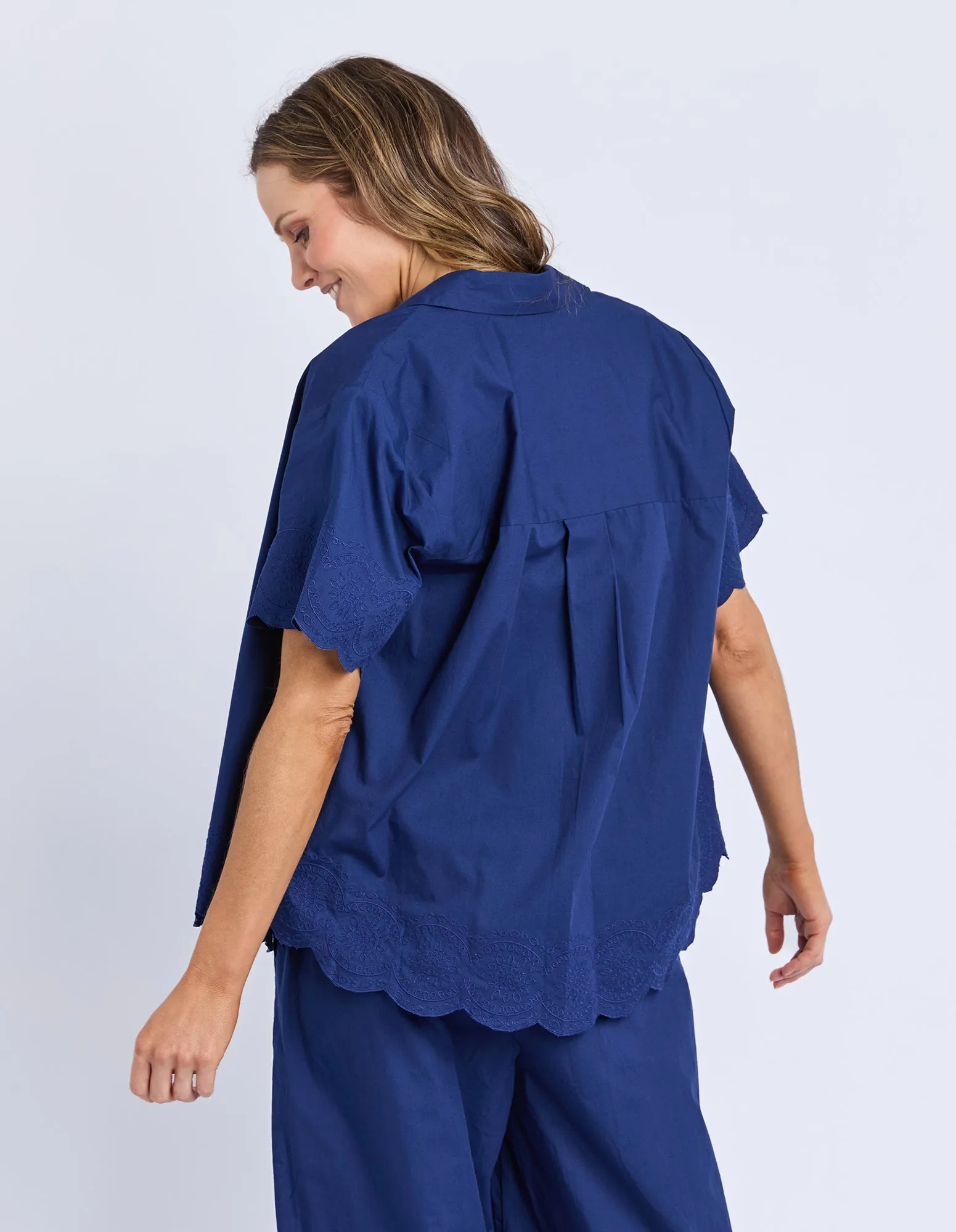 Odette Broderie Shirt Blu Depth Yrdage Prt sold by Elm Lifestyle product image thumbnail 4