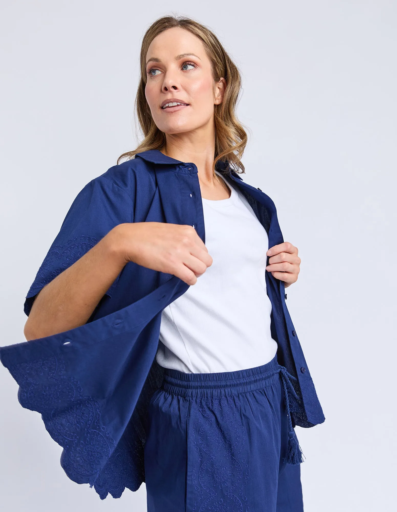 Odette Broderie Shirt Blu Depth Yrdage Prt sold by Elm Lifestyle product image thumbnail 5