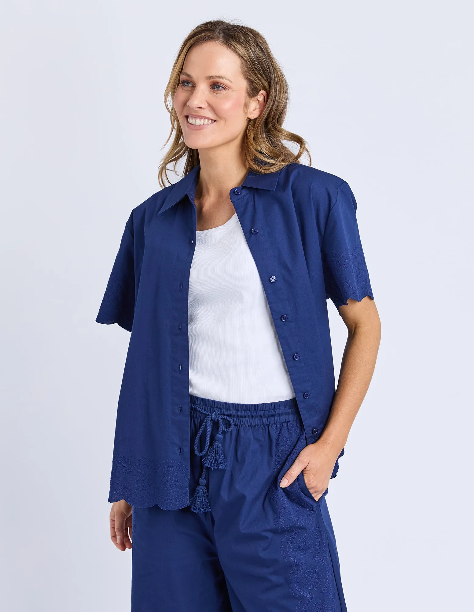 Odette Broderie Shirt Blu Depth Yrdage Prt sold by Elm Lifestyle product image thumbnail 2