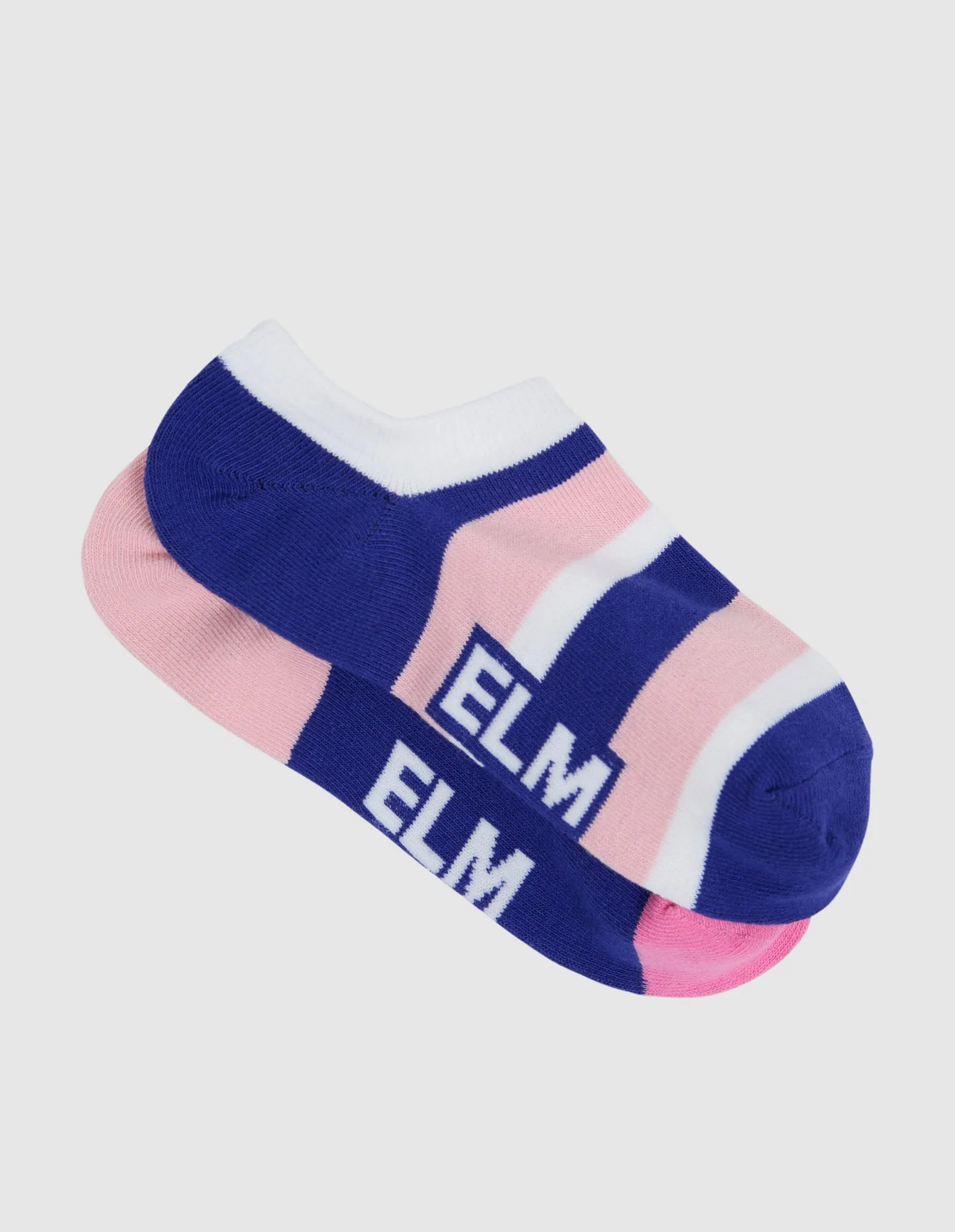 Two Pack No Show Socks Ribbon Col Block Pink/Strip sold by Elm Lifestyle