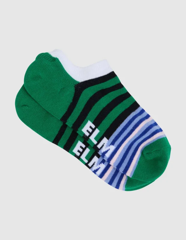 Two Pack No Show Socks - Medley Col Block And Str sold by Elm Lifestyle