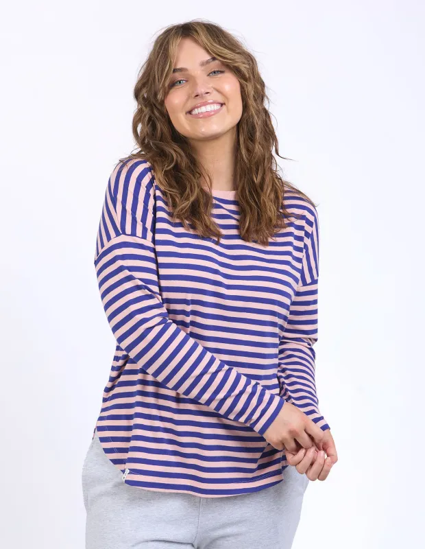 Lauren Long Sleeve Tee Deep Blue Striped sold by Elm Lifestyle