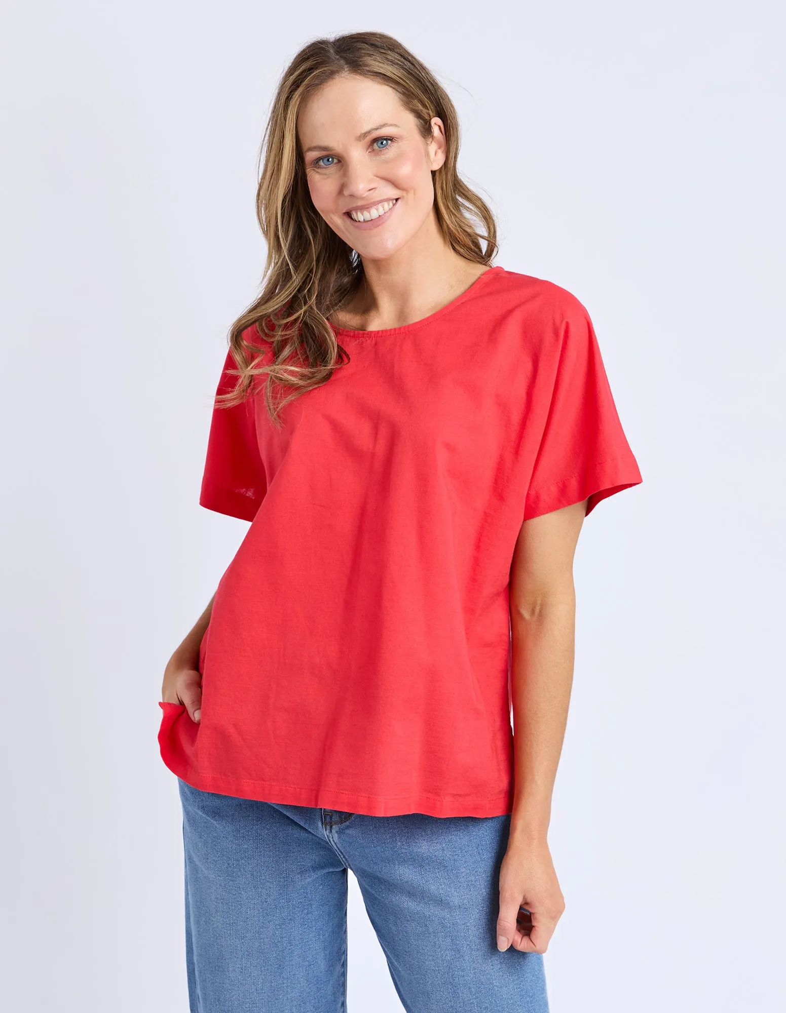 Curtis Woven Short Sleeve Tee Cayenne sold by Elm Lifestyle