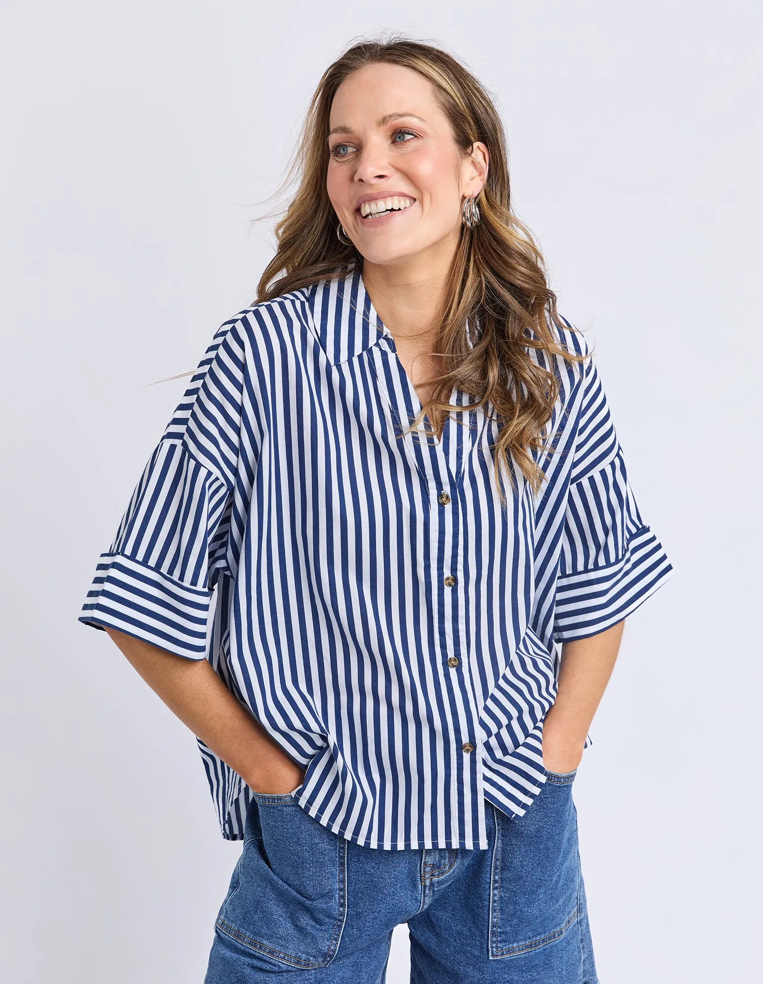 Striped Holiday Shirt Ocean sold by Elm Lifestyle