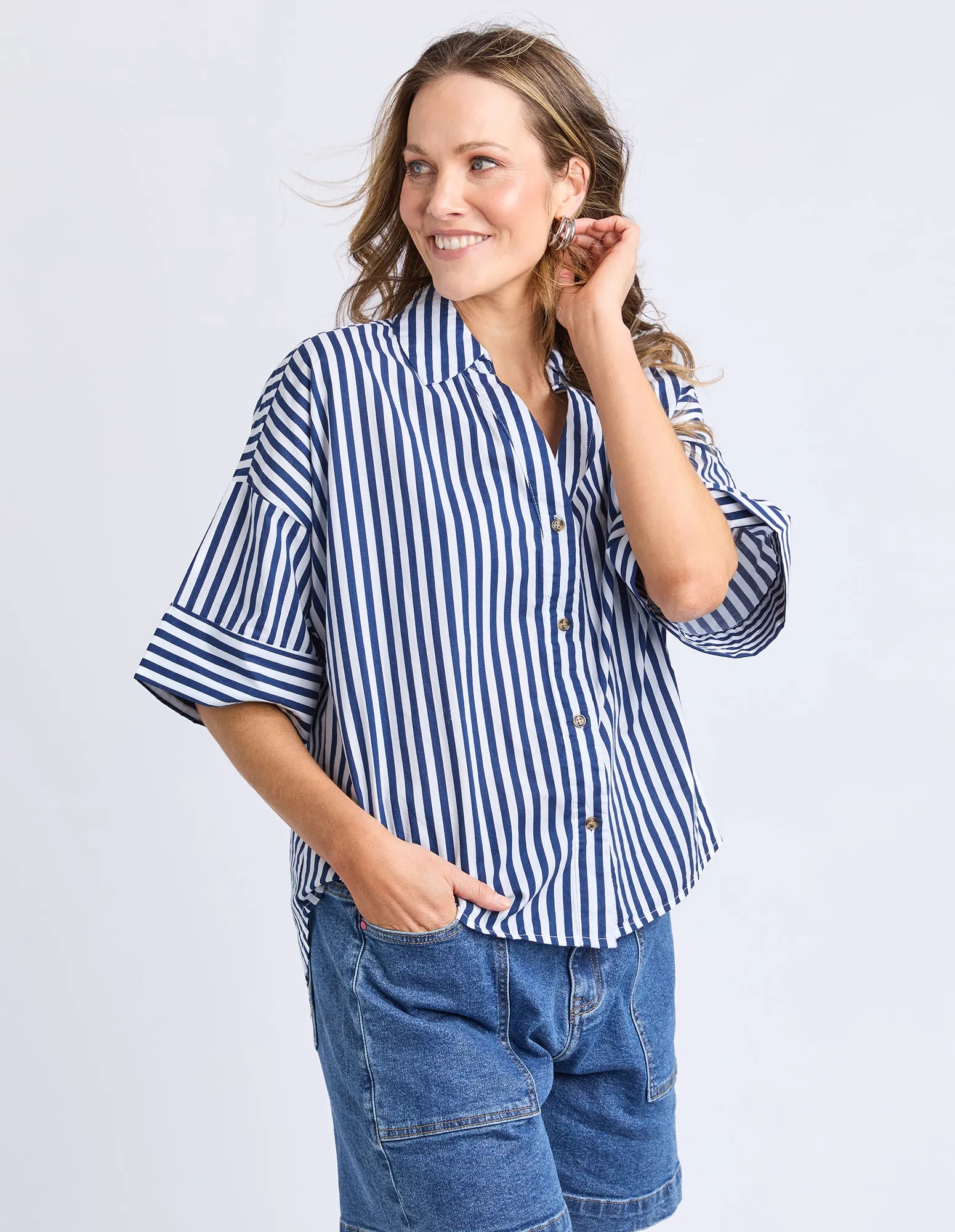Striped Holiday Shirt Ocean sold by Elm Lifestyle product image thumbnail 4