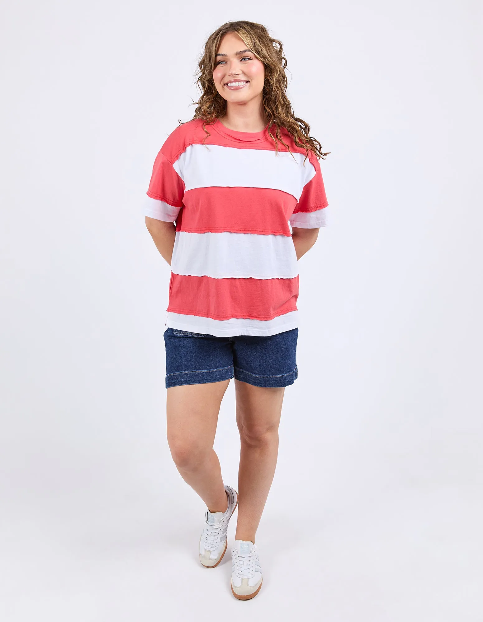 Bold Stripe Tee Cayenne & White Str sold by Elm Lifestyle product image thumbnail 3