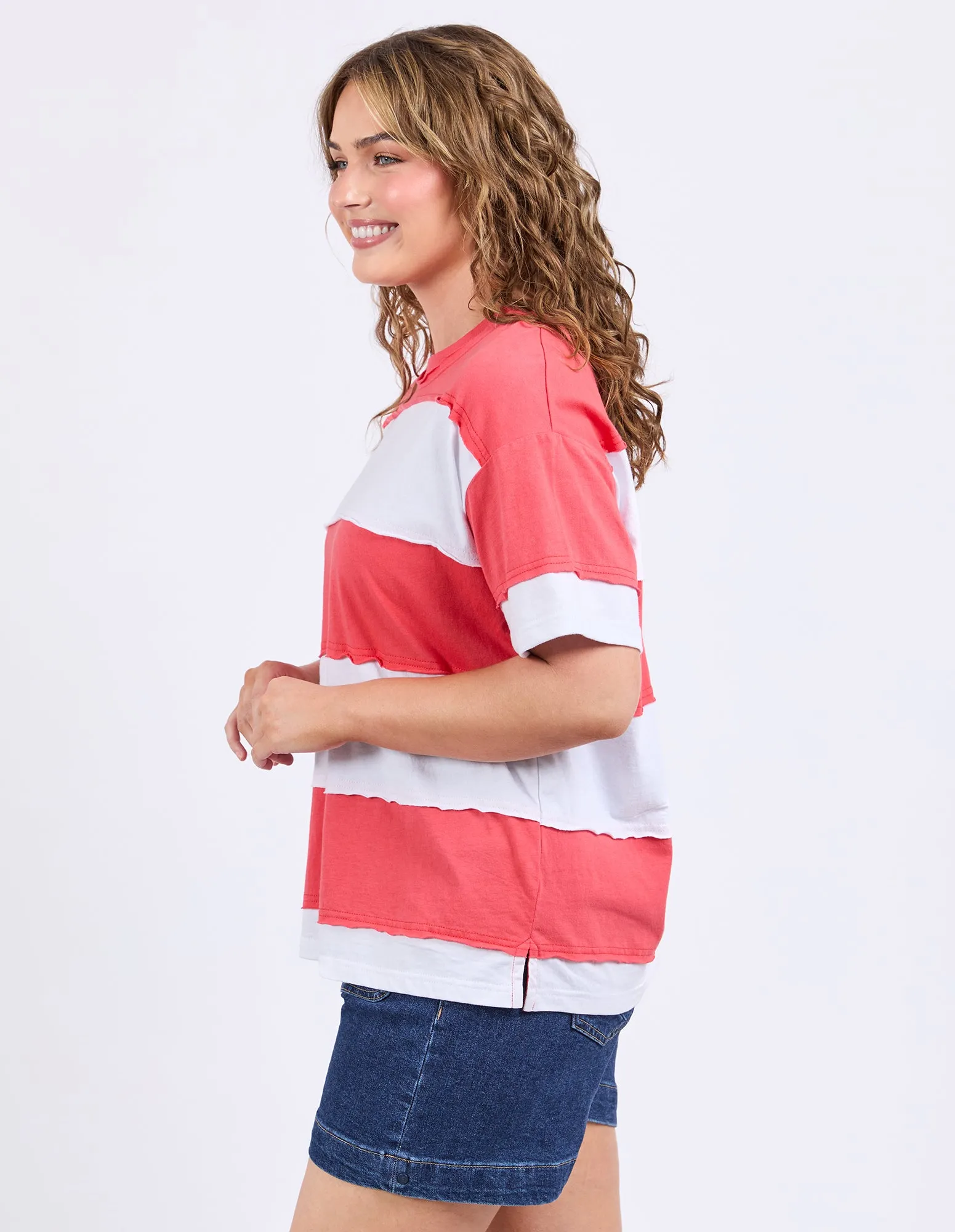 Bold Stripe Tee Cayenne & White Str sold by Elm Lifestyle product image thumbnail 5