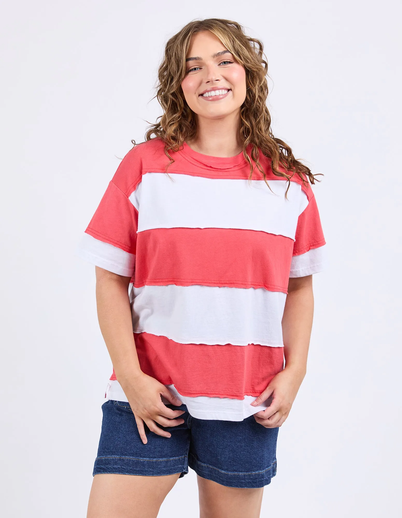 Bold Stripe Tee Cayenne & White Str sold by Elm Lifestyle product image thumbnail 2