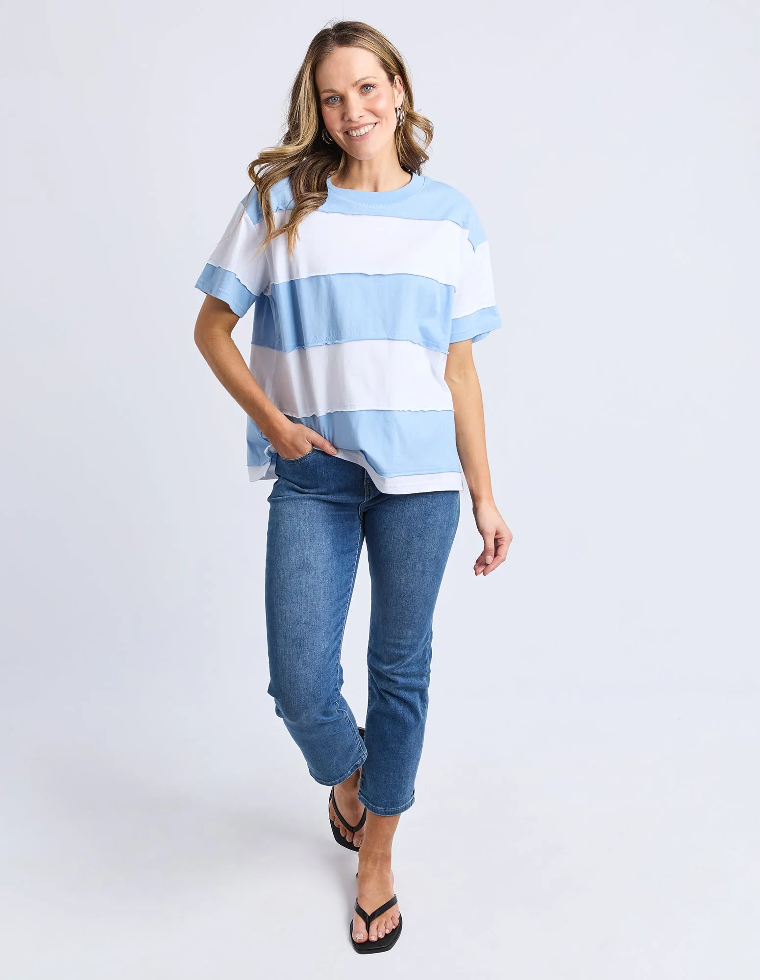 Bold Stripe Tee Azure Blu & Wht Str sold by Elm Lifestyle product image thumbnail 2