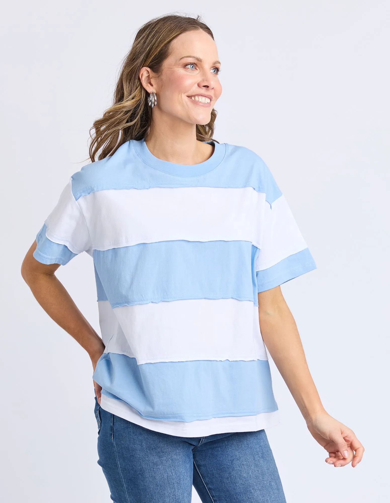 Bold Stripe Tee Azure Blu & Wht Str sold by Elm Lifestyle product image thumbnail 4