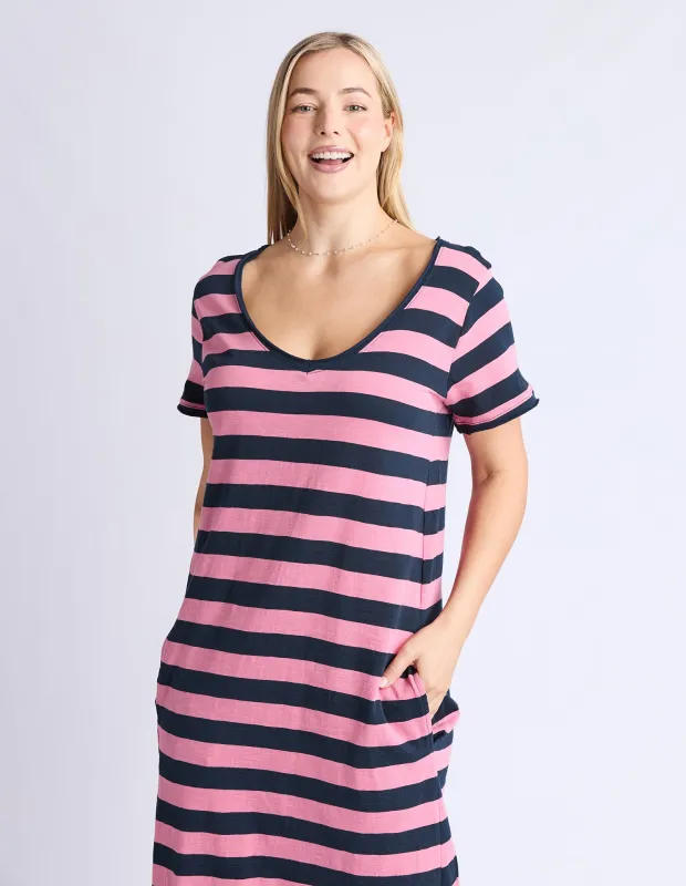 Maeve Midi Dress - Stripe Rose & Navy Str sold by Elm Lifestyle