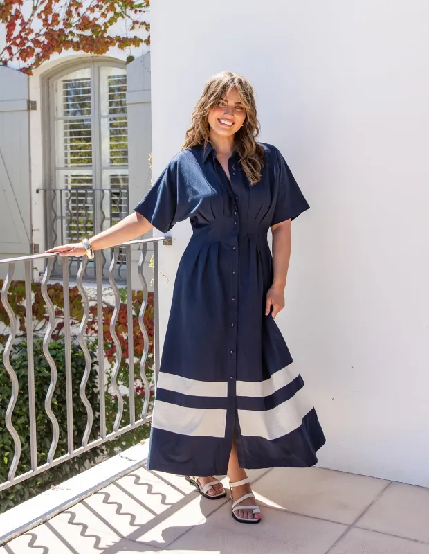 Scarlet Midi Dress Navy Stripe sold by Elm Lifestyle