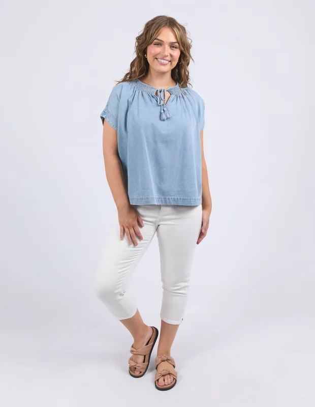 Ruth Denim Top Ligh Blue Wash sold by Elm Lifestyle