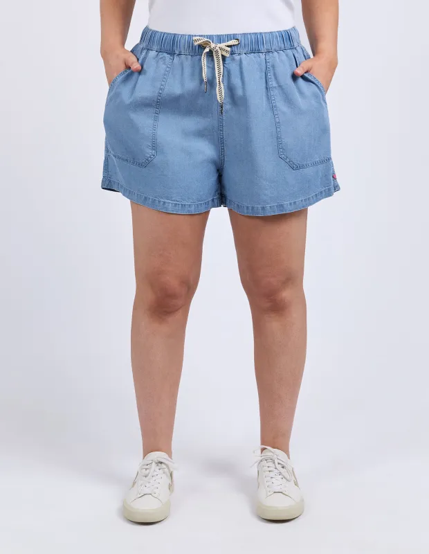 Elliot Chambray Short Mid Blue Wash sold by Elm Lifestyle