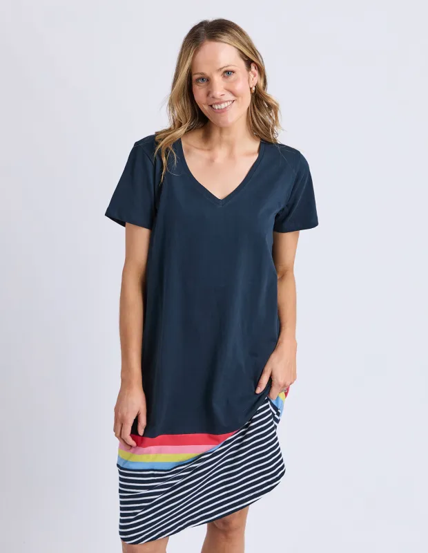 Terra Tee Dress Sapphire/Colour Strp sold by Elm Lifestyle