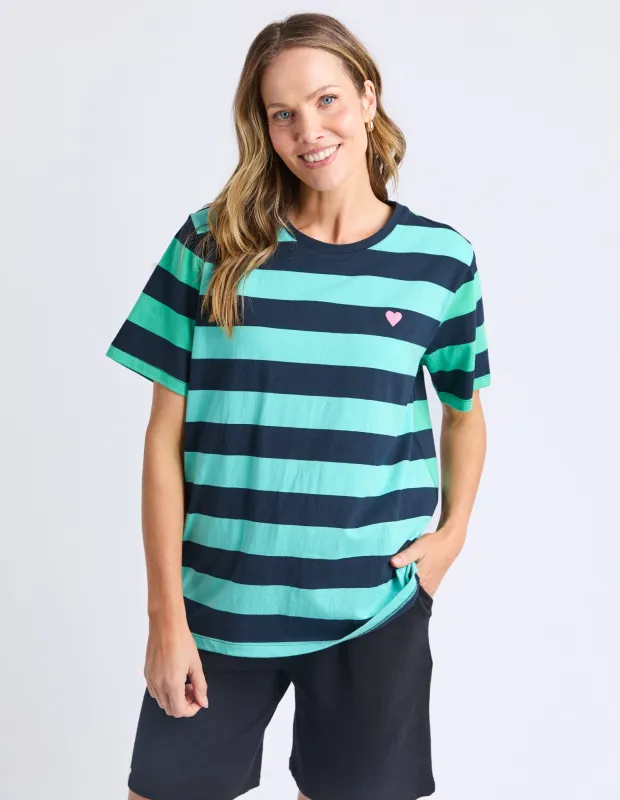 Eden Stripe S/S Tee Blue Green Stripe sold by Elm Lifestyle