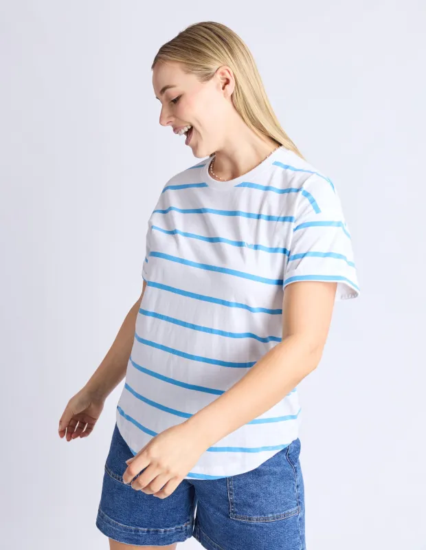 Halli Tee - White/ Azure Stripe sold by Elm Lifestyle
