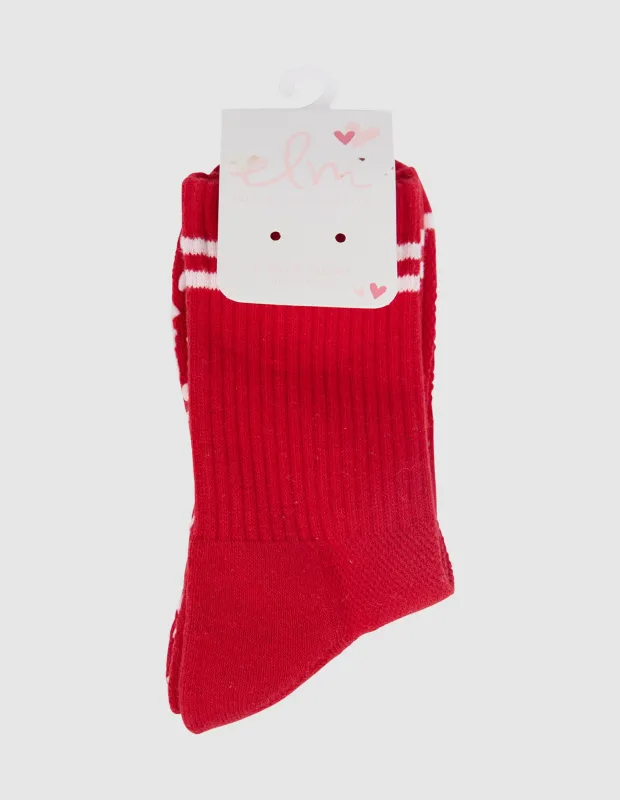 Elm Ribbed College Sock Red made by Elm Lifestyle
