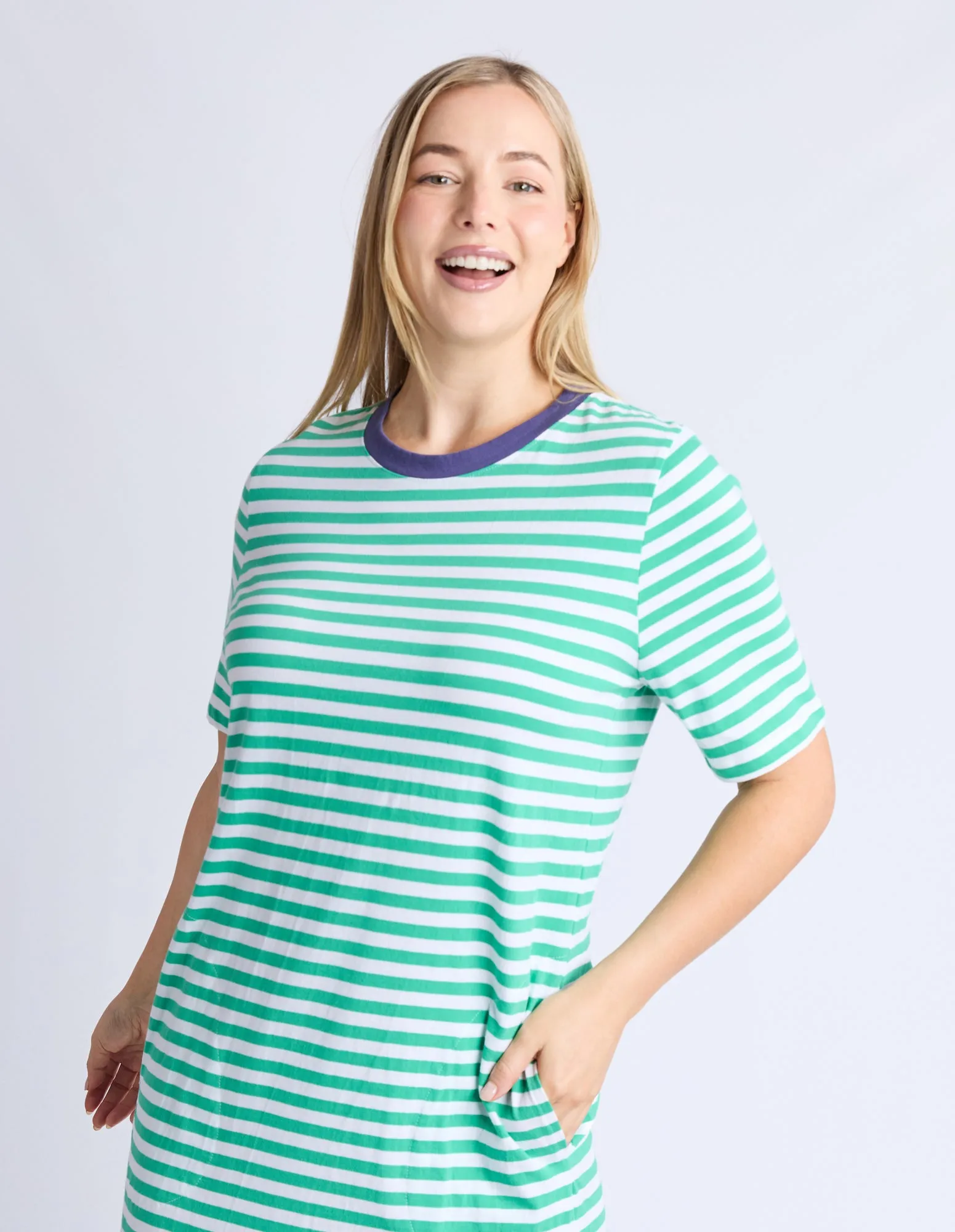Merry Tee Dress Green/White Stripe sold by Elm Lifestyle