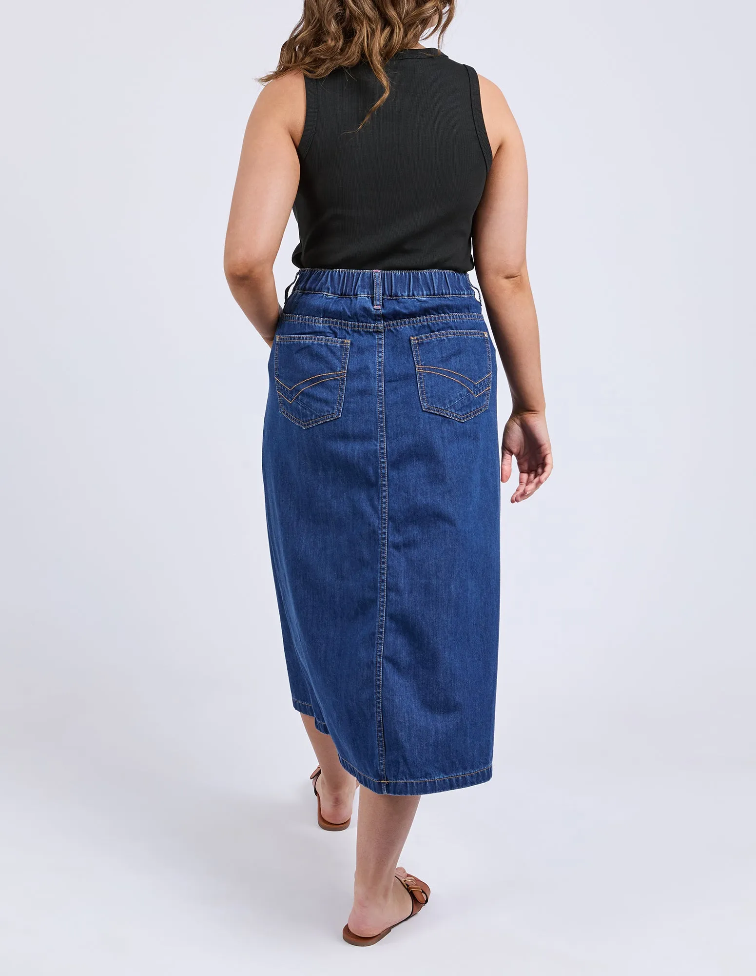 Scallop Edge Denim Skirt Mid Blue Wash sold by Elm Lifestyle product image thumbnail 4