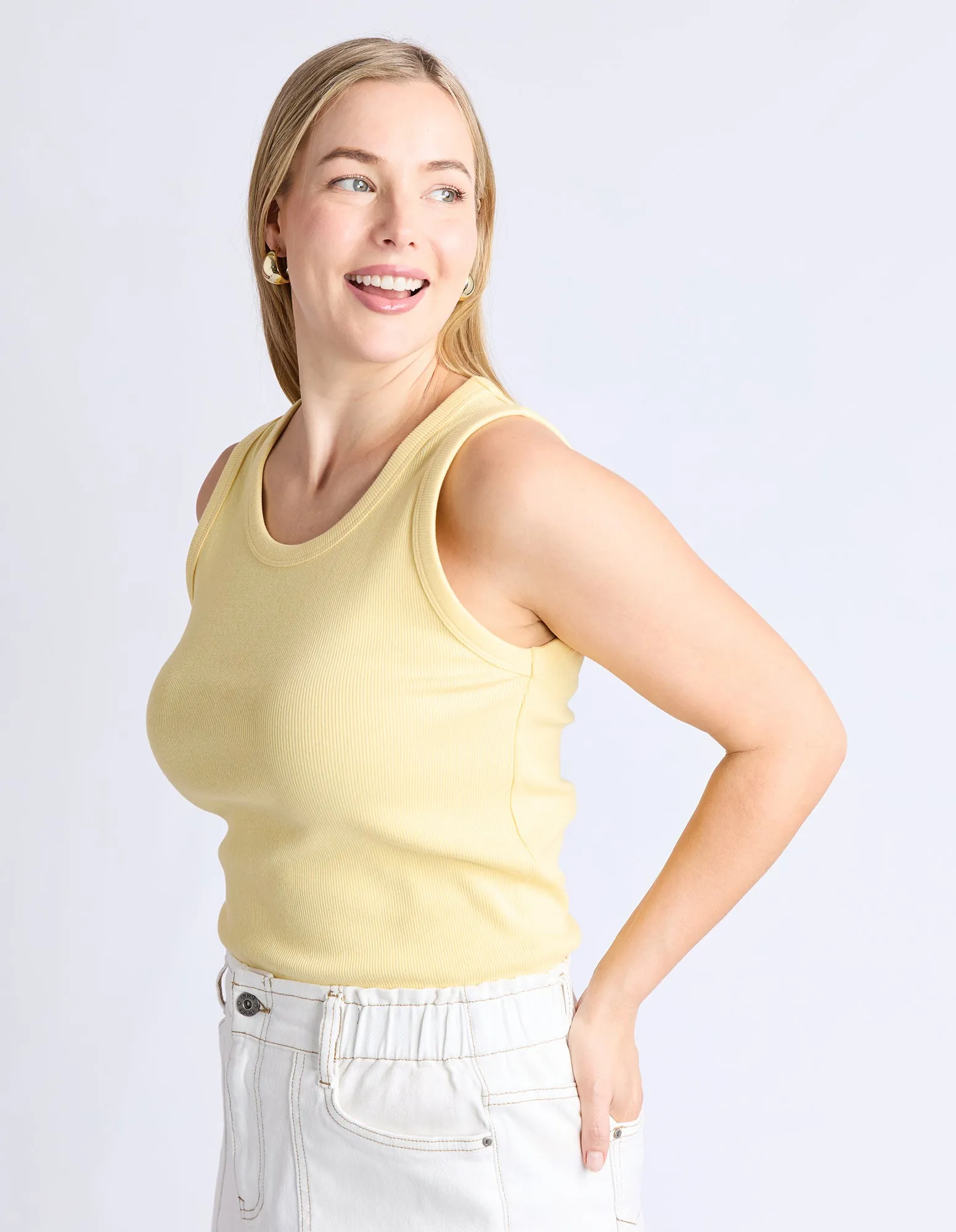 Rib Crew Tank Pale Banana sold by Elm Lifestyle product image thumbnail 4