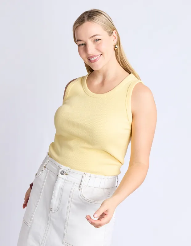 Rib Crew Tank Pale Banana sold by Elm Lifestyle
