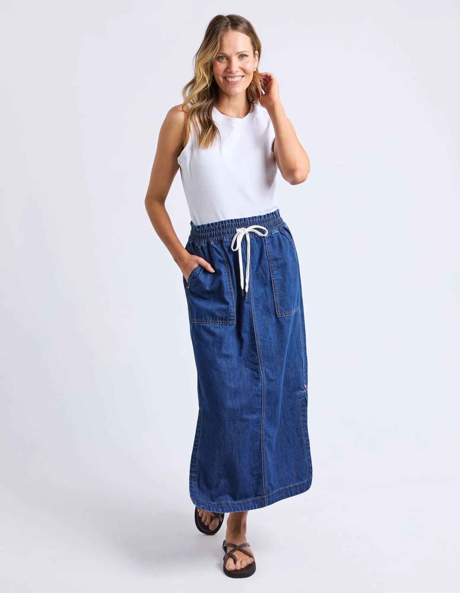 Clover Midi Denim Skirt Mid Blue Wash sold by Elm Lifestyle product image thumbnail 2