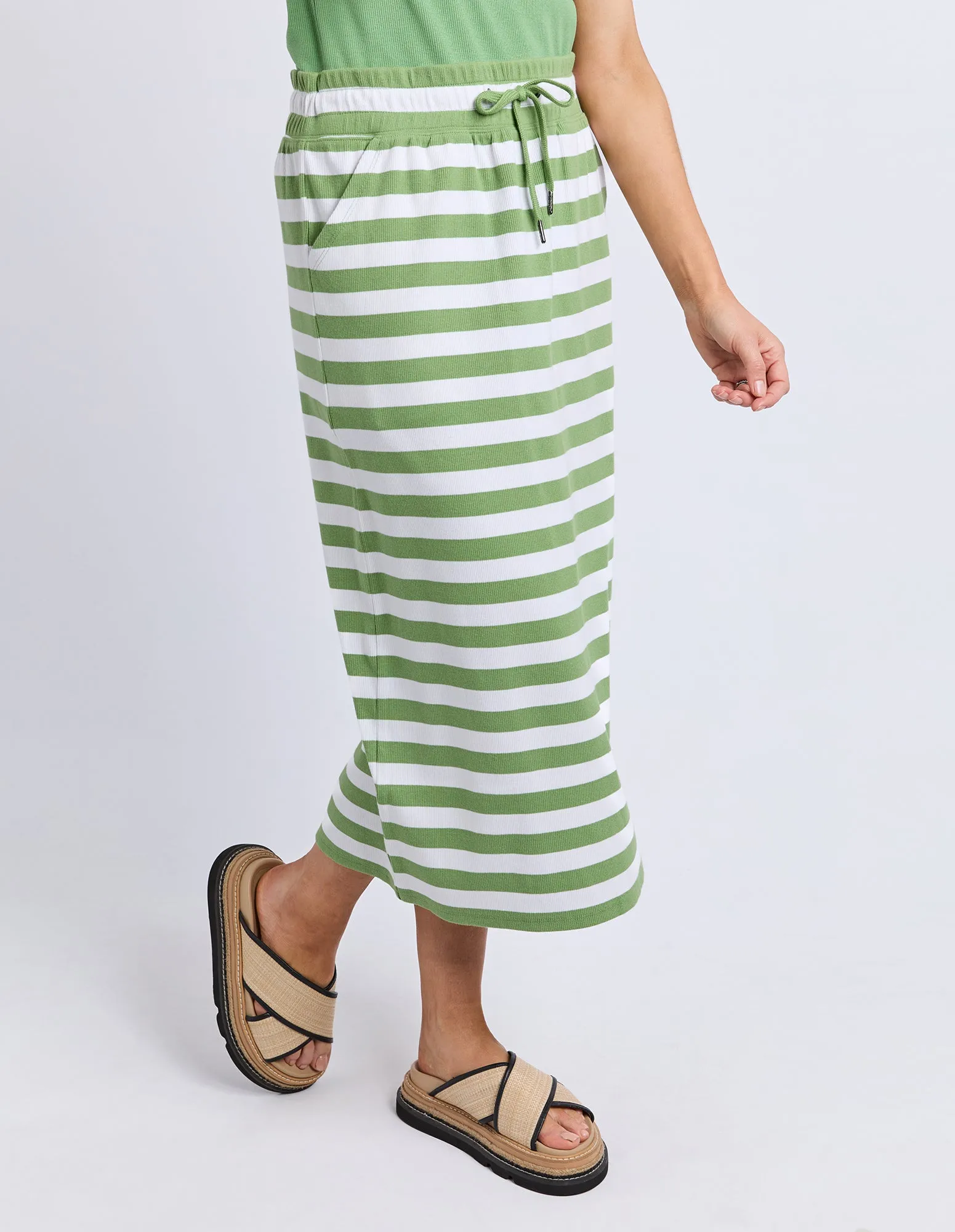 Sunset Stripe Skirt Forest Grn & Wht Str sold by Elm Lifestyle product image thumbnail 4
