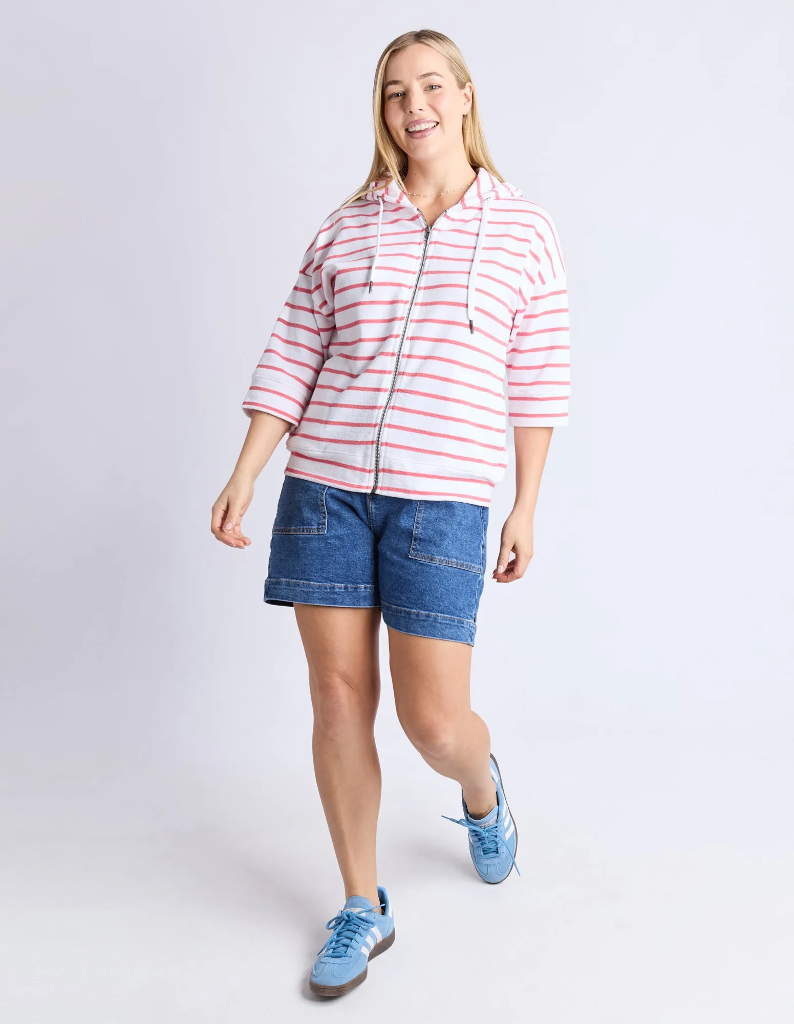 Beachy Hoodie - Stripe Wht/ Sugar Coral Str sold by Elm Lifestyle product image thumbnail 2