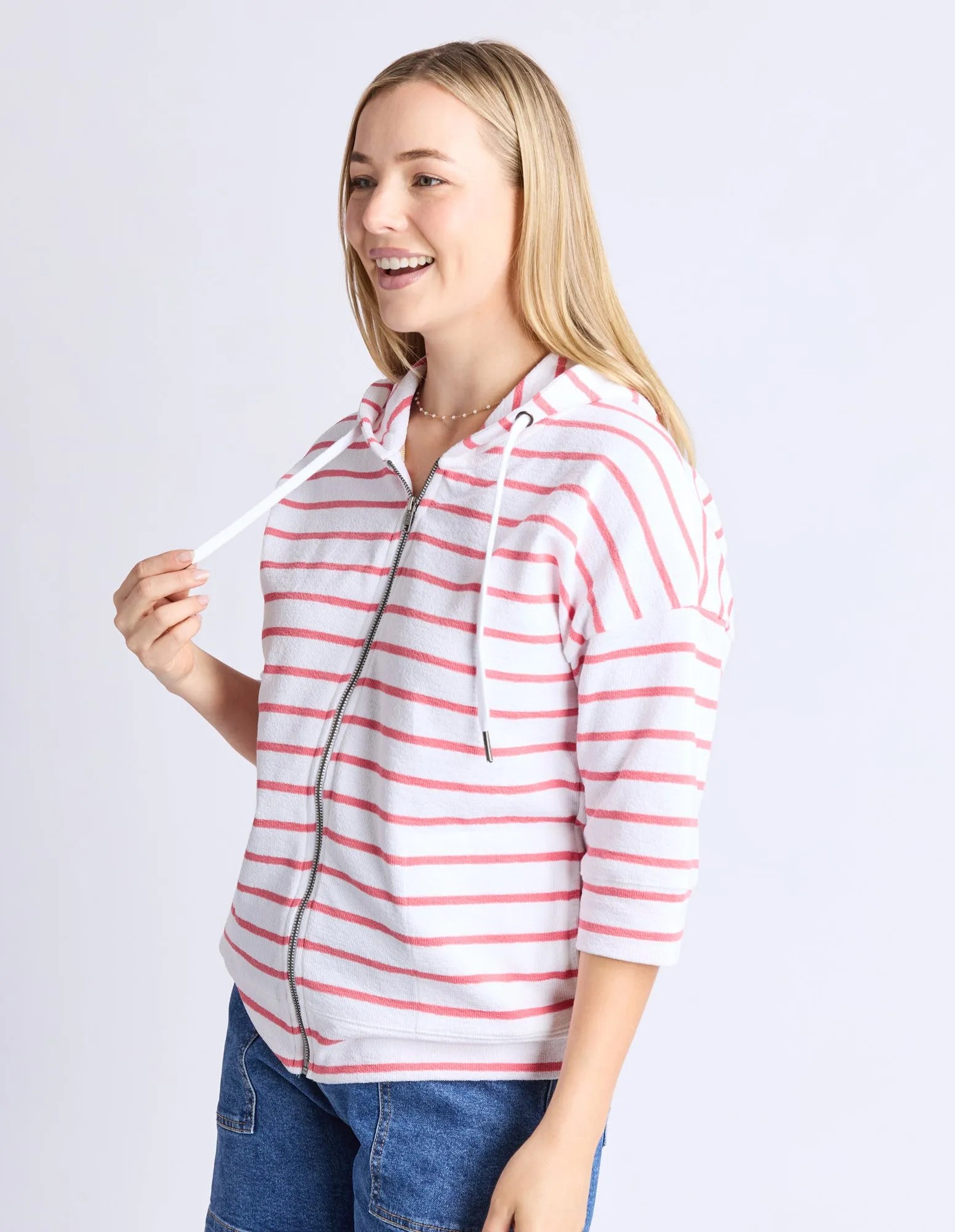 Beachy Hoodie - Stripe Wht/ Sugar Coral Str sold by Elm Lifestyle product image thumbnail 4