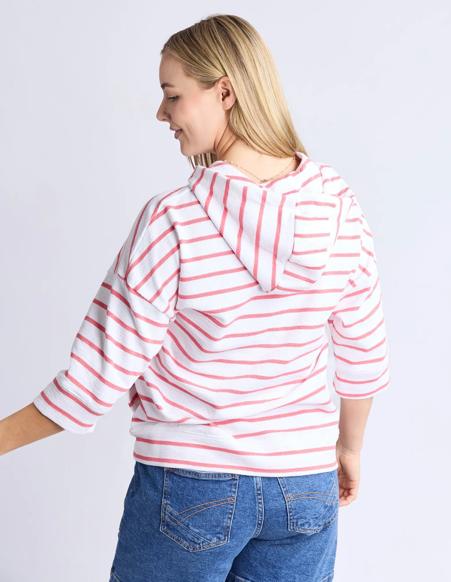 Beachy Hoodie - Stripe Wht/ Sugar Coral Str sold by Elm Lifestyle product image thumbnail 3