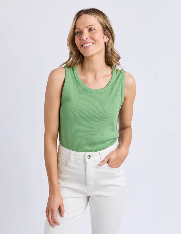 Rib Crew Tank Forest Green sold by Elm Lifestyle