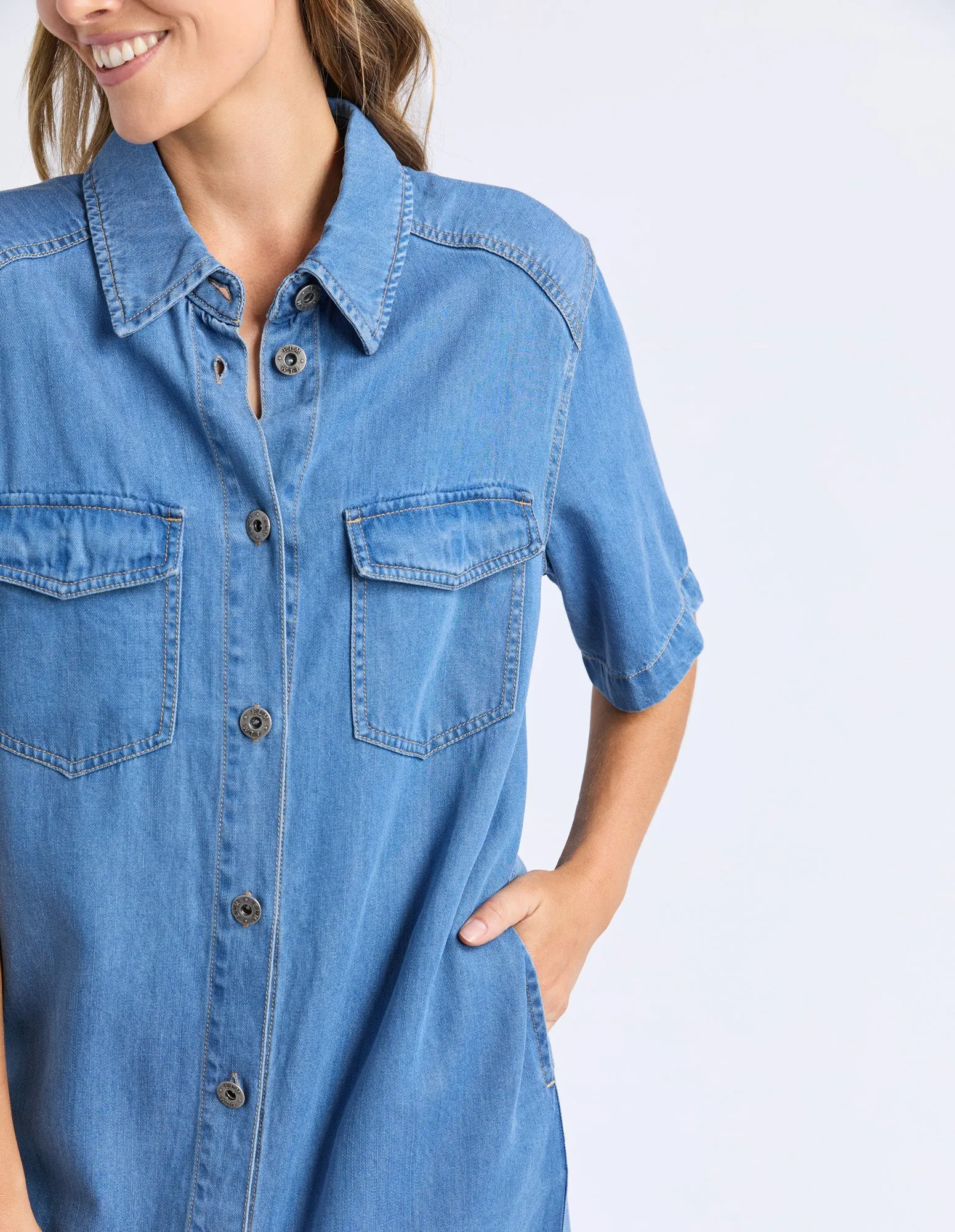 Cora Denim Dress Mid Blue Wash sold by Elm Lifestyle product image thumbnail 5