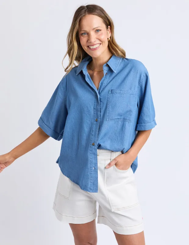 Blissful Chambray Shirt Mid Blu Wash sold by Elm Lifestyle
