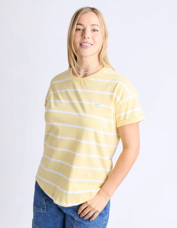 Halli S/S Tee - Banana and White Stripe sold by Elm Lifestyle