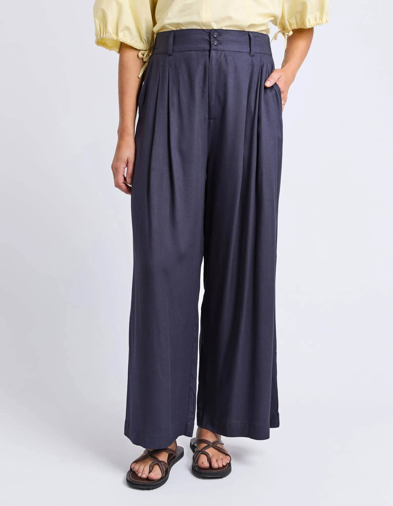 Georgina Print Pant Navy sold by Elm Lifestyle