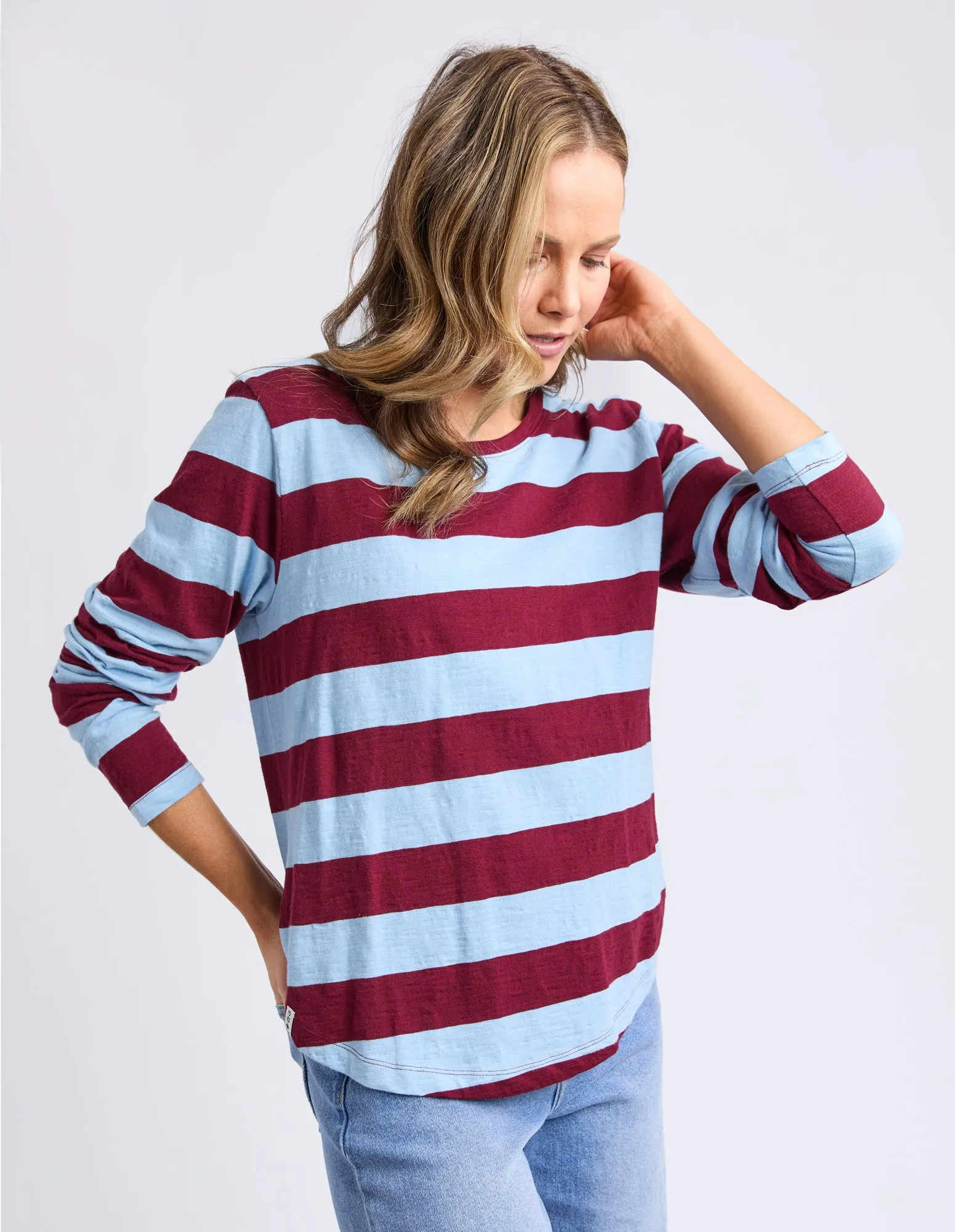 Spritz Stripe Long Sleeve Tee Plum Stripe sold by Elm Lifestyle product image thumbnail 4