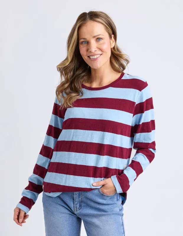 Spritz Stripe Long Sleeve Tee Plum Stripe made by Elm Lifestyle