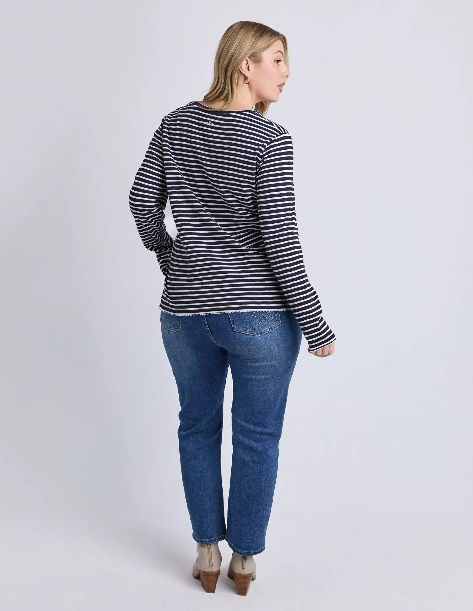 Drea Long Sleeve Tee Navy/White Stripe sold by Elm Lifestyle product image thumbnail 4