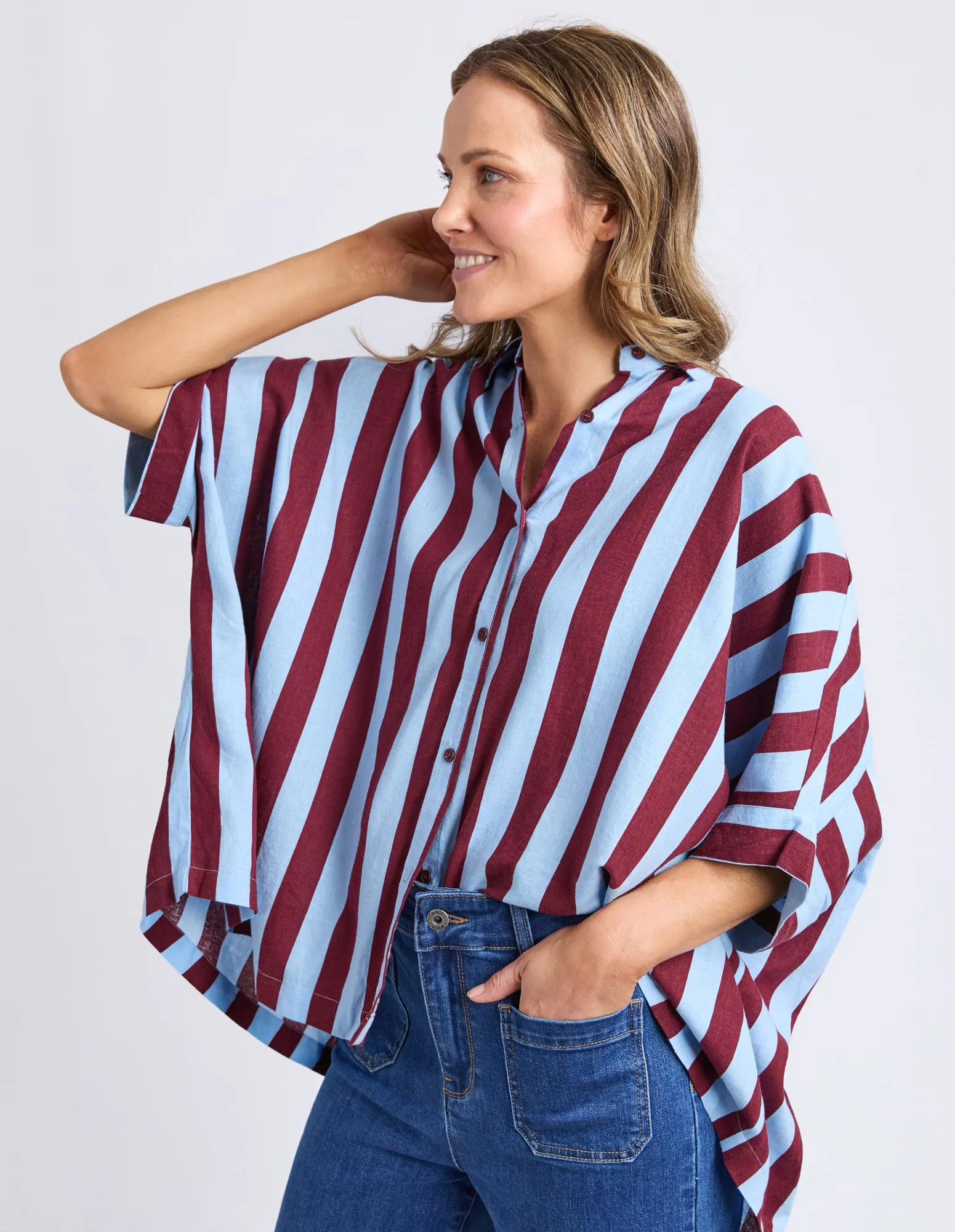 Palermo Stripe Shirt Plum Stripe sold by Elm Lifestyle product image thumbnail 4