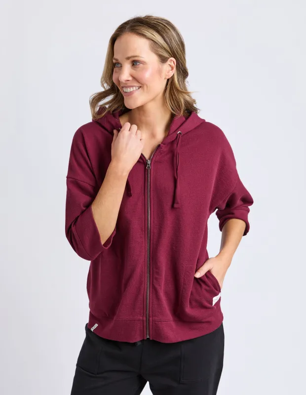 Beachy Zip Hoodie Plum made by Elm Lifestyle