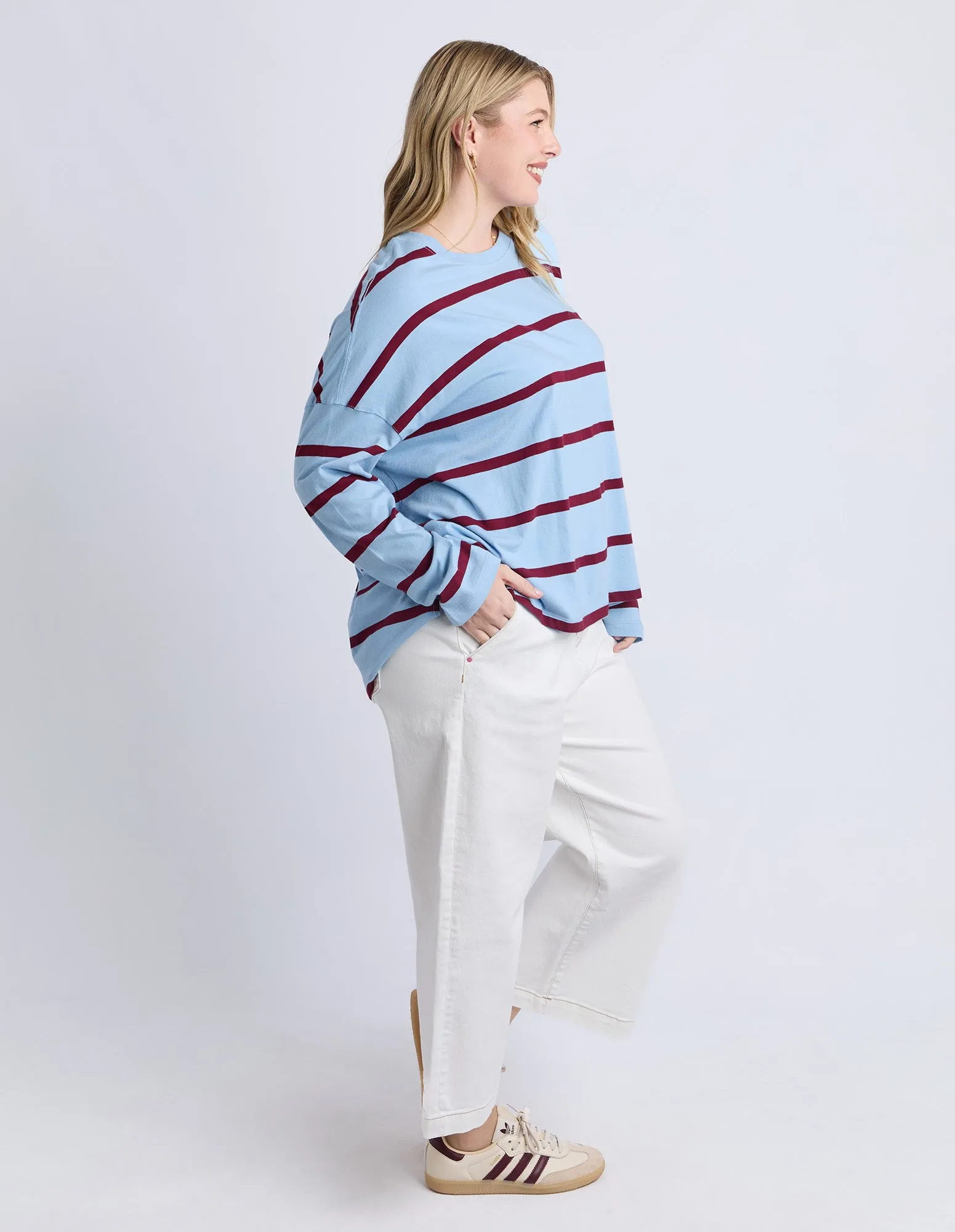 Callie Stripe Long Sleeve Tee Light Blue/Plum sold by Elm Lifestyle product image thumbnail 5