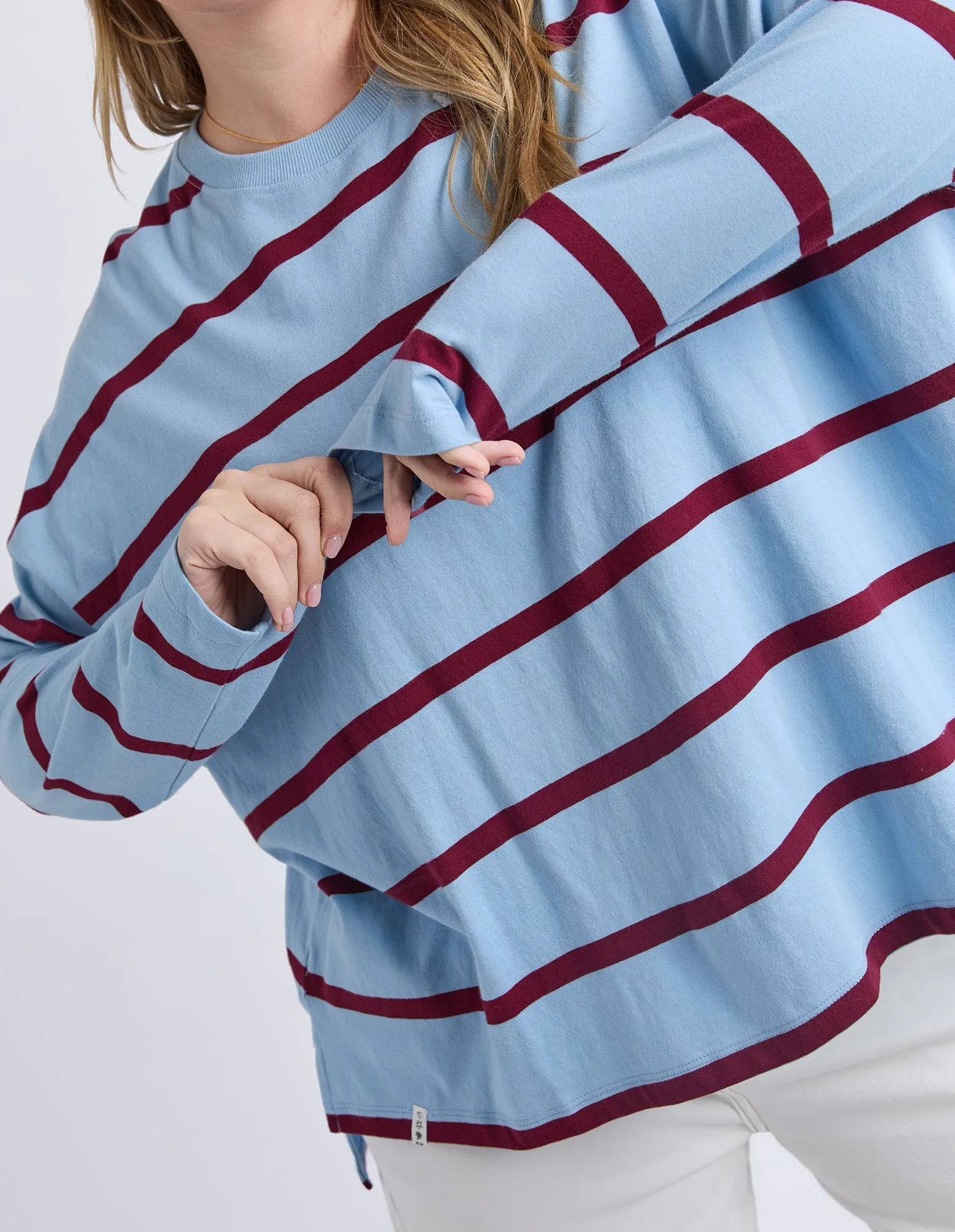 Callie Stripe Long Sleeve Tee Light Blue/Plum sold by Elm Lifestyle product image thumbnail 4