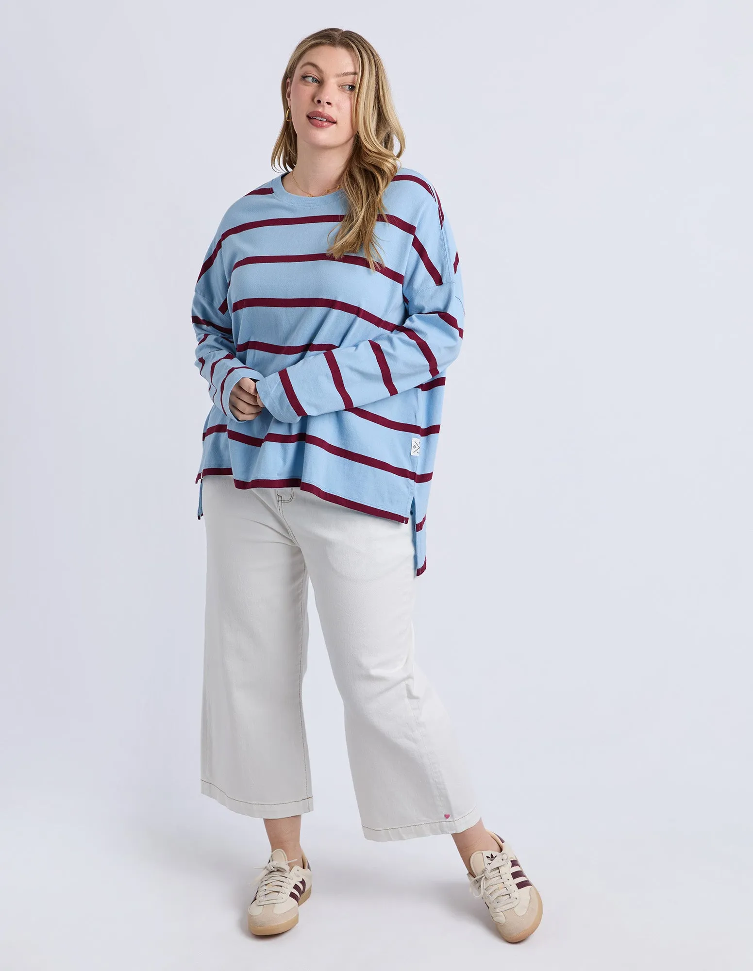 Callie Stripe Long Sleeve Tee Light Blue/Plum sold by Elm Lifestyle product image thumbnail 2