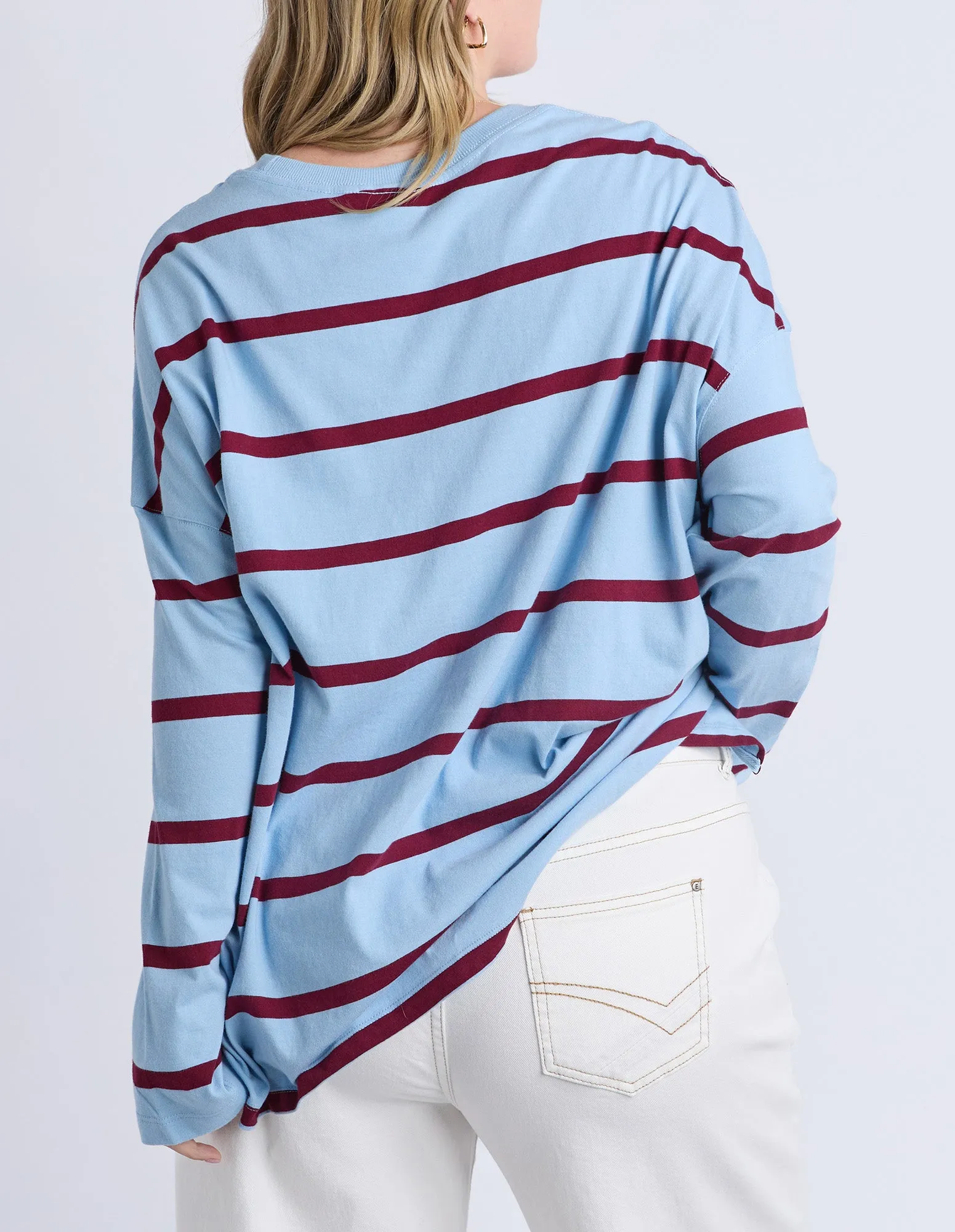 Callie Stripe Long Sleeve Tee Light Blue/Plum sold by Elm Lifestyle product image thumbnail 3