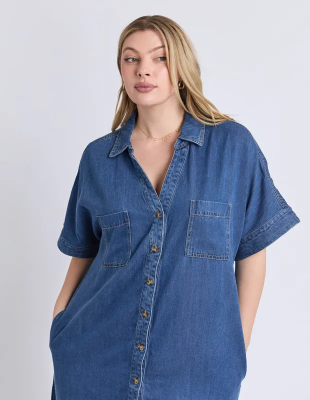 Demi Denim Dress Dark Blue Wash made by Elm Lifestyle