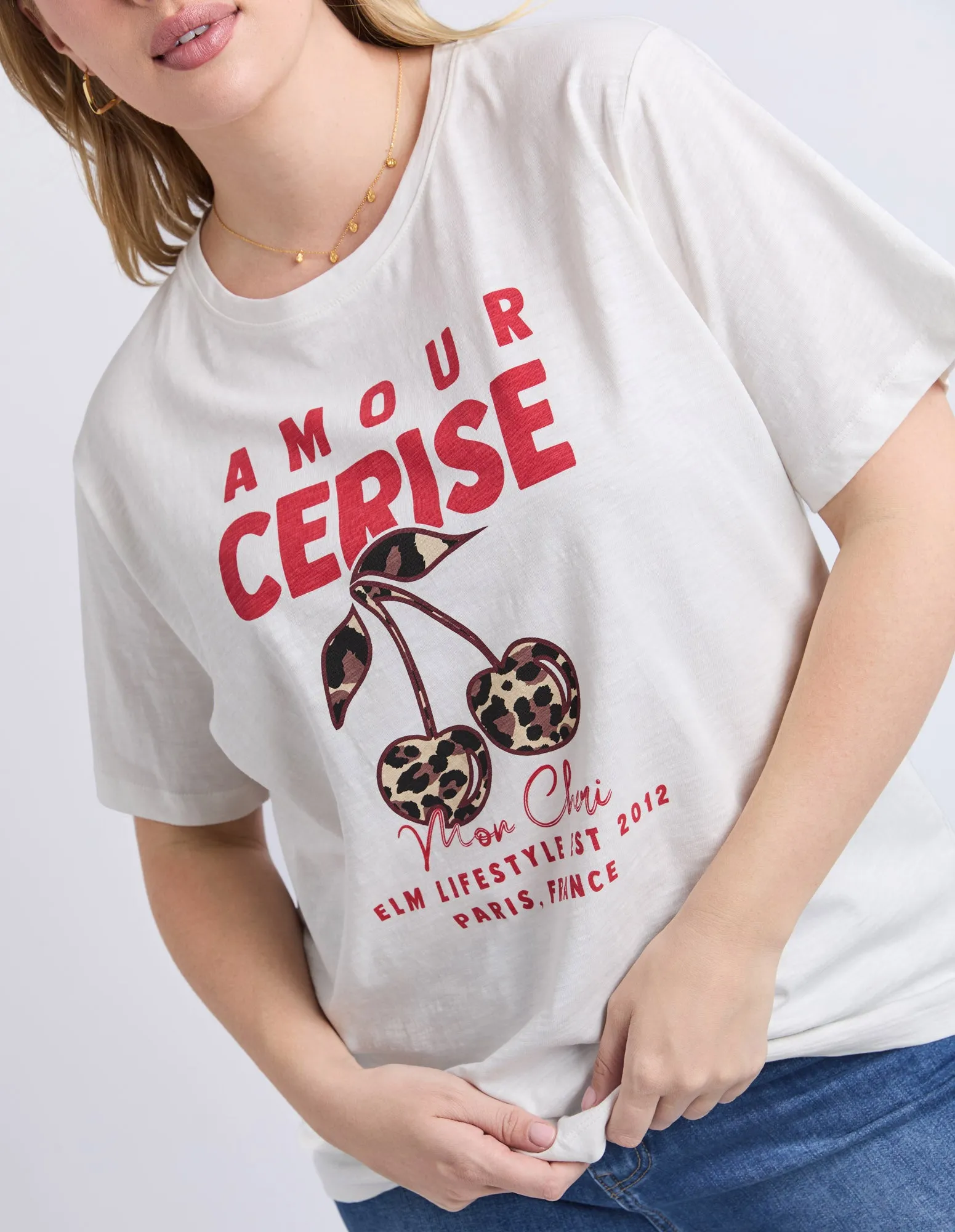 Amore Cerise Tee Marshmellow sold by Elm Lifestyle product image thumbnail 5