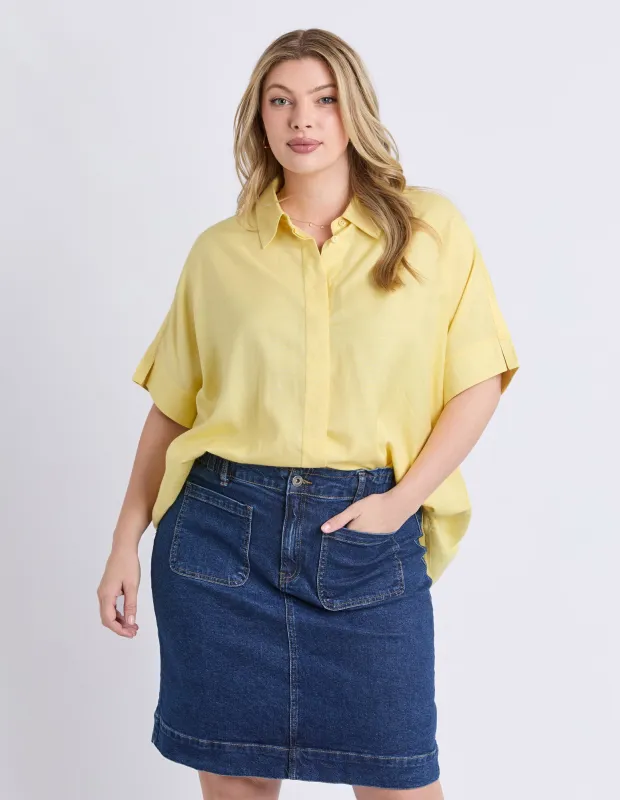 Glee Short Sleeve Shirt Pale Lemon sold by Elm Lifestyle